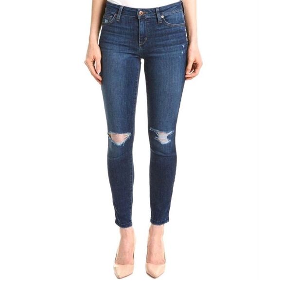 Joe's Jeans- “Joyce” Skinny Ankle Distressed Raw Hem Dark Wash Jeans- Size 27 - Picture 1 of 10